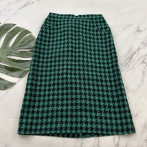 Womens Vintage 80s Pencil Skirt Size 8 Green Black Houndstooth Pockets A... - $28.70