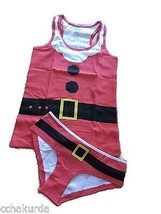 Secret Santa Christmas Small Tank Hipster Set Red New Panties Top - £7.19 GBP