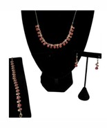Charter Club Pink Red Gold Tone Round Crystal Necklace Bracelet and Earr... - $45.65 CAD