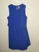 Vince Camuto Cocktail Work Dress Sz 8 Ruffle Sapphire Royal Blue Lined B... - £21.35 GBP