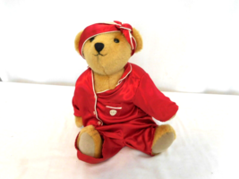 American Girl Miss AG Bear 1994 Red Satin Holiday PJ&#39;s Jointed Arms &amp; Legs  16&quot; - £26.64 GBP