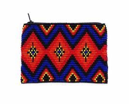 Native American Inspired Diamond Pattern Czech Glass Seed Beaded Coin Purse Zipp - £18.83 GBP