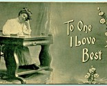 Romance To One I Love Best Woman Writing Letter UNP Unused DB Postcard F6 - $9.85