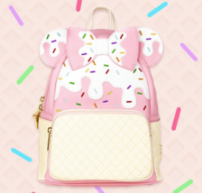 Disney Loungefly Minnie Mouse Strawberry Ice Cream Sundae Mini Backpack NWT - £119.74 GBP