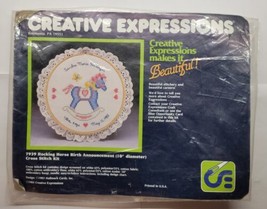 1984 Creative Expressions Rocking Horse Birth Announcement Cross Stitch Kit - $13.85