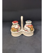 Carynthum Salt &amp; Pepper Shaker Set with Caddy Holder Floral Pier 1 Imports - £11.77 GBP