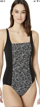 Calvin Klein Black Sandstone Solid Pleated One-Piece Swimsuit, Size 6 - £63.93 GBP