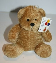 Teddy Bear Beige Plush Stuffed Animal 6&quot; Black Flocked Nose US Balloon S... - $205.54 MXN