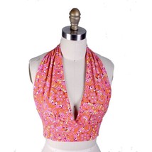 Vintage Halter Top Hot Pink Print Womens Xs/S 1970s - $58.41