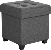 Songmics 15 Inches Cube Storage Ottoman, Foot Stool With Solid Wooden Ft., Dark - £37.70 GBP