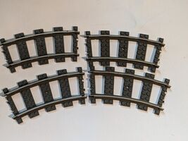 Lotto Di 4 LEGO 9v Metallo Binario Curvo 4520 2867 4511 4512 4558 Old Gr... - $11.42