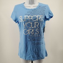 Moving Comfort &quot;Support Your Girls&quot; T Shirt Size S Blue - £13.42 GBP