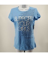 Moving Comfort &quot;Support Your Girls&quot; T Shirt Size S Blue - £13.20 GBP