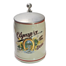 Vintage Olympia Beer Stein Good Luck Horseshoe Tumwater Pewter Lidded Ce... - £11.67 GBP