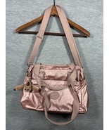 Kipling Shoulder Bag Satchel Monkey Keychain Pearlescent Pink Rose Gold - $47.92