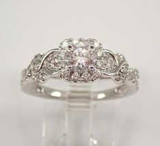3Ct Lab Created VVS1 Diamond Halo Women&#39;s Engagement Ring 14K White Gold Finish - £97.15 GBP