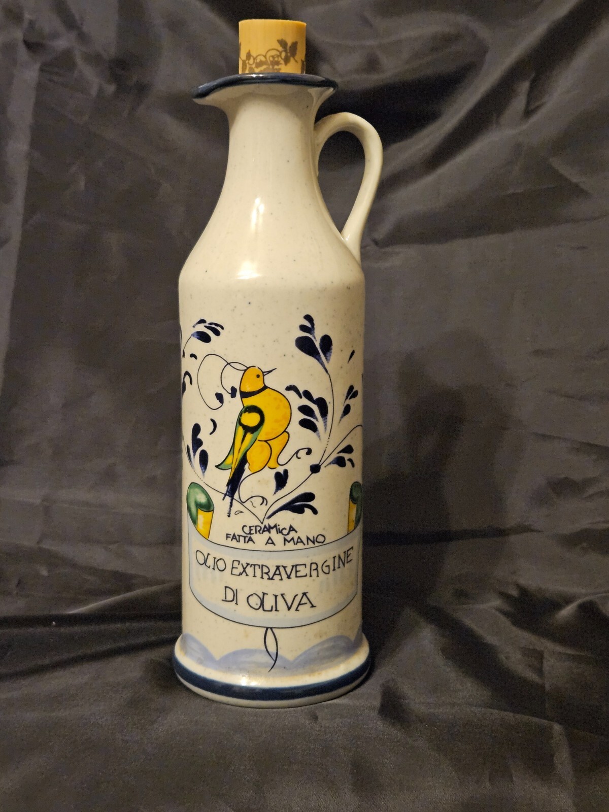 Italian Hand painted ceramic olive oil decanter with spout Item image 3