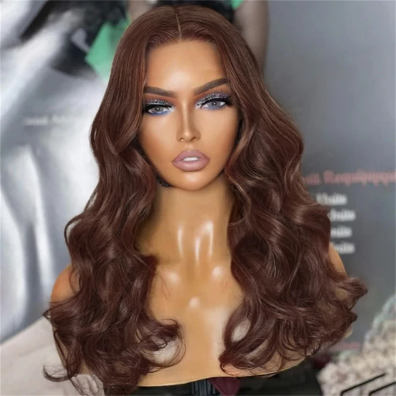 Chocolate brown wig body wave lace front wigs for women synthetic t part lace wig ombre thumb200