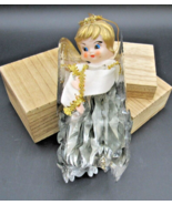 Vintage Angel Christmas Ornament Silver Foil Wings Hand Painted Made In ... - £20.52 GBP