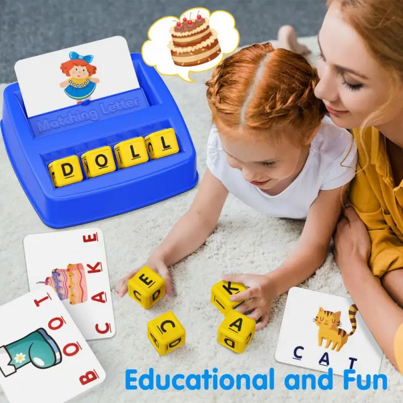 Spell Word Building Blocks Wooden Jigsaw Puzzle Word Game Children English - £11.07 GBP