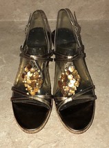 Ak - Anne Klein Akarriela - Bronze Strappy Cork Wedge Sandals - Size: 6.5 - Euc - £31.96 GBP