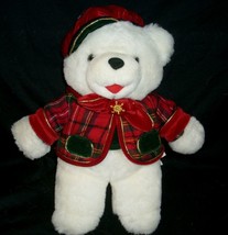 12&quot; Vintage Christmas White Teddy Bear Stuffed Animal Plush Toy 1999 Tb Trading - £13.47 GBP
