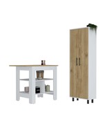 Bowie 2 Piece Kitchen Set, Kitchen Island + Pantry Cabinet, White / Ligh... - $809.66 CAD