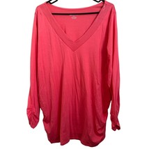 NEW Lane Bryant Blouse Size 22 24 Coral Cotton Modal Sequins V Neck Tee ... - £14.21 GBP