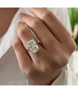 Huge 7 Ct Elongated Cushion Lab Grown CVD Diamond 14k Yellow Gold Solita... - €3.948,38 EUR