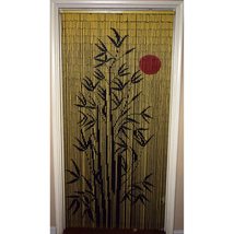 Handmade Red Sun Bamboo Tree Scene Beaded Curtain Multi Color Nature Boh... - $87.11