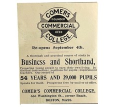 Comer&#39;s Commercial College 1894 Advertisement Victorian Boston Mass 3 AD... - $368.12 MXN