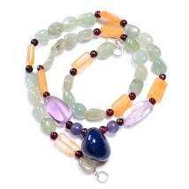 Natural Multi Aventurine Amethyst Garnet Smooth Beads Necklace 4-18mm 18&quot; UB8211 - £8.56 GBP