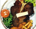 Apotekergaardens Restaurant T-Bone Steak on Plate Shaped Die Cut Menu De... - £42.80 GBP