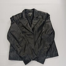 Junction West RN#92608 Women's Black Leather Buttons Jacket Size Large image 12