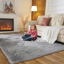 Easyjoy Extra Soft Living Room Rugs, Bedroom Area Rugs 9X12 Light Gray Fuzzy - £152.68 GBP