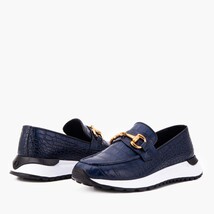 The Milan Navy Croc-Embossed Leather Women Sneaker image 5