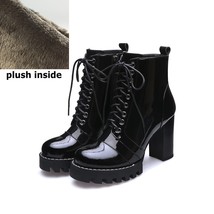 Fashion Genuine Leather Thick Heel Platform Women Boots High Heel Shoes High Qua - £97.76 GBP