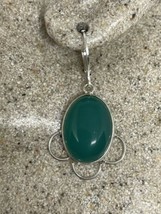 Vintage Véritable Vert Chrysoprase 925 Argent Sterling Levier Arrière Oreilles - £57.17 GBP