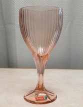 1 NEW Fostoria Monet PINK PEACH Ribbed Footed Water Ice Tea Glass Goblet  7 3/8&quot; - £17.40 GBP