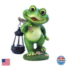 CFFOWNUG Solar Frog Garden Decor 11" Yard Statue w/ Lantern LED Light - $40.72