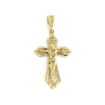 Vintage Crucifix Cross Religious Necklace Pendant 14K Yellow Gold, 2.49 Grams - £310.71 GBP