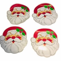 Vintage Town &amp; Country Vinyl Christmas Placemats Lot of 4 Santa Claus Face 15x15 - £22.32 GBP