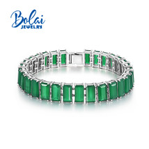 Natural Green agate Bracelet S925 silver fine jewelry for Mom precious gift - £143.84 GBP