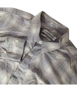 Calvin Klein Men&#39;s Slim Fit Button Up Shirt Medium Gray White Plaid Long... - £19.99 GBP