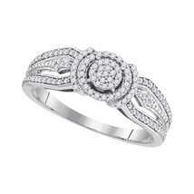 10kt White Gold Round Diamond Cluster Bridal Wedding Engagement Ring 1/4 Ctw - £300.67 GBP