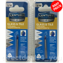 CENTURY DRILL &amp; TOOL 81212  3/16&quot;  Glass &amp; Tile 3 flat  Pack of 2 - £14.85 GBP