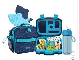 Bentgo Girl Boy Lunch Box Blue Multicolor Shark Water Bottle Insulated B... - $1,474.09 MXN