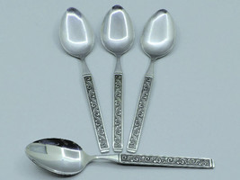 Vintage Stainless Steel Place Spoons Scroll Vine Pattern Set of 4 VGUC (Lot 3) - £9.59 GBP