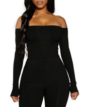 MSRP $45 Naked Wardrobe Off-The-Shoulder Cropped Top Black Size Small - £24.44 GBP