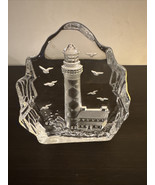 Reverse Carved Glass W/lighthouse &amp; Seagulls Paperweight (jm) - $20.57